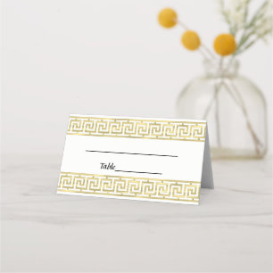 Gold Look Greek Key Meander J Border #4 Place Card