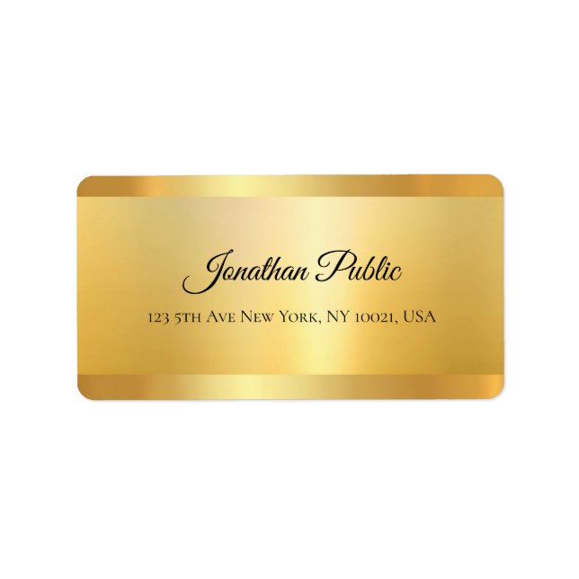 Gold Look Hand Script Name Professional Elegant Label (Front)