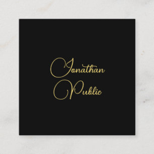 Gold Look Hand Script Name Simple Template Elegant Square Business Card