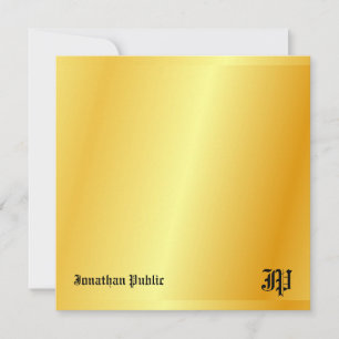 Gold Look Handwritten Monogram Custom Card