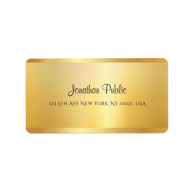 Gold Look Handwritten Script Name Template Elegant Label (Front)