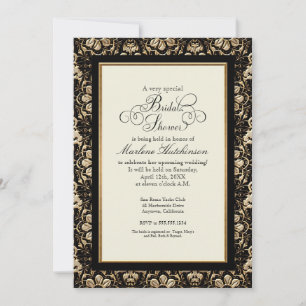 Gold Look, Lace Baroque Art Nouveau Deco 20s Style Invitation