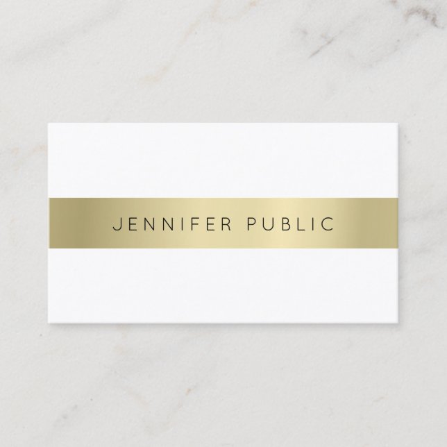 Gold Look Minimalist Modern Plain Professional Business Card (Front)