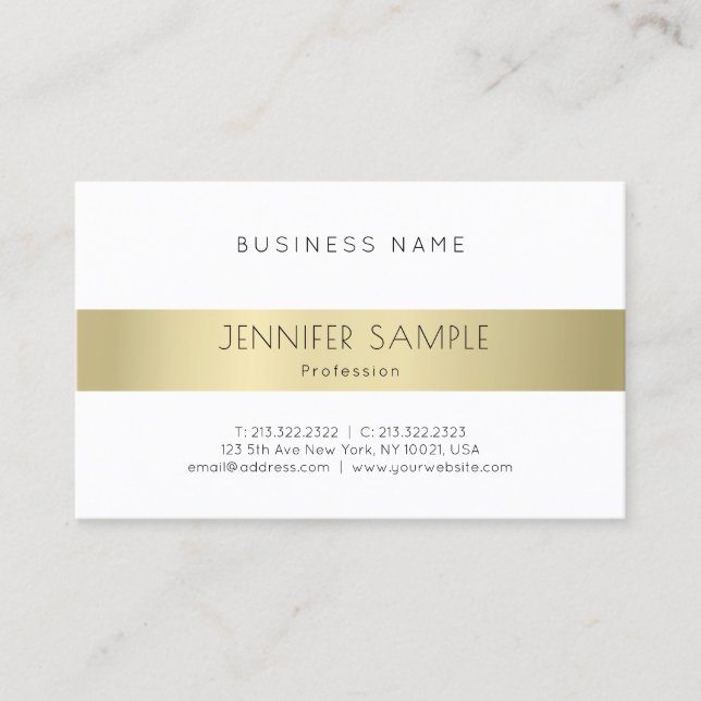 Gold Look Modern Clean Plain Professional Elegant Business Card (Front)