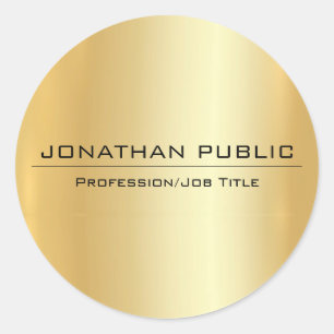 Gold Look Modern Elegant Simple Design Template Classic Round Sticker