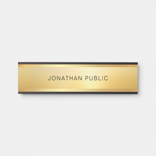Gold Look Modern Elegant Trendy Template Glamourou Door Sign (Front)