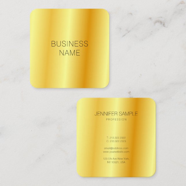 Gold Look Modern Glamour Corporate Company Square Business Card (Front/Back)