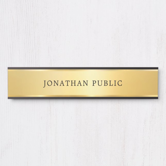 Gold Look Modern Glamour Simple Trendy Template Door Sign (Front)