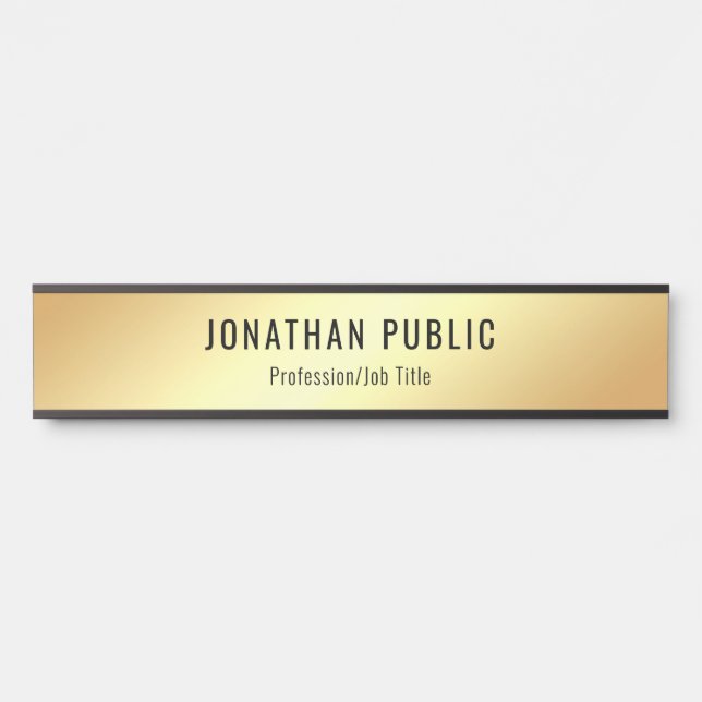 Gold Look Modern Glamourous Template Personalised Door Sign (Front)