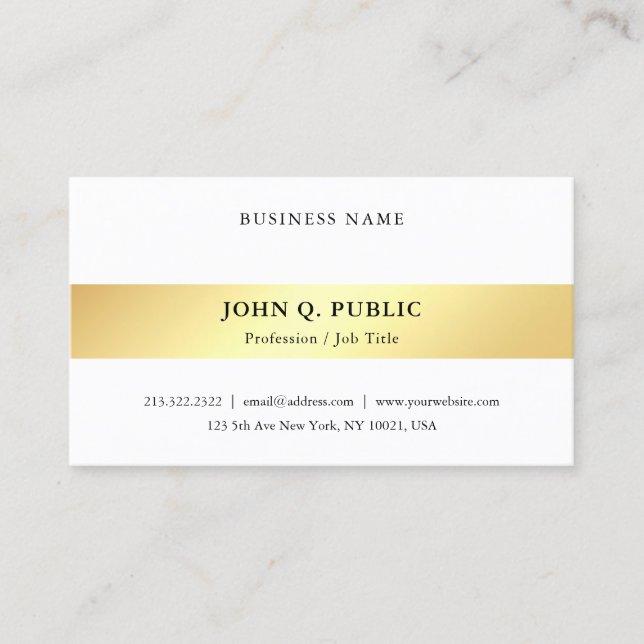 Gold Look Modern Minimalistic Elegant Template Business Card (Front)