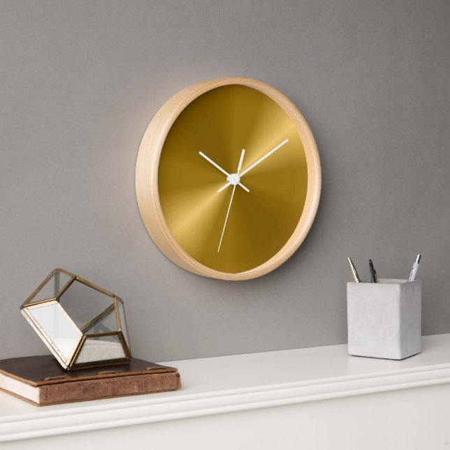 Gold Look Modern Print Wall Clock (Office)