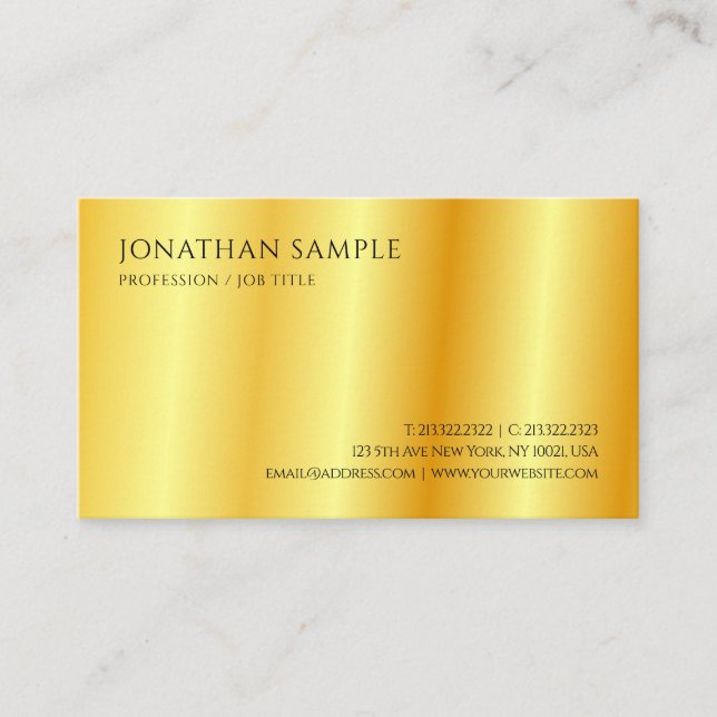 Gold Look Modern Professional Elegant Template Business Card (Front)