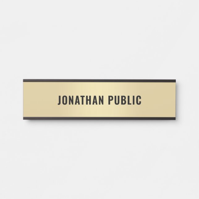 Gold Look Modern Simple Design Personalised Door Sign (Front)