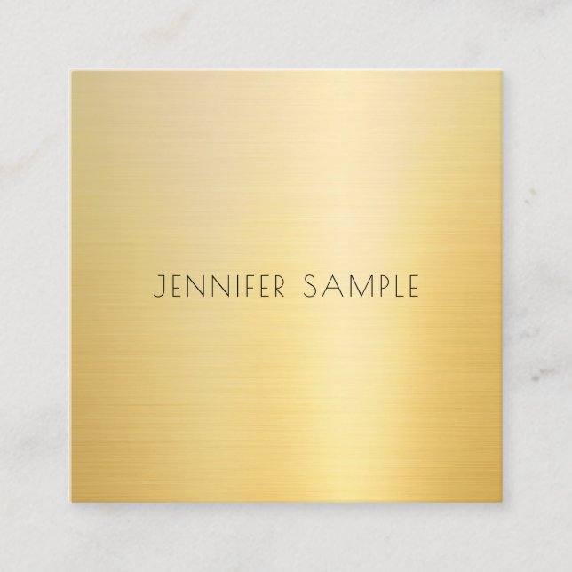 Gold Look Modern Simple Elegant Professional Top Square Business Card (Front)