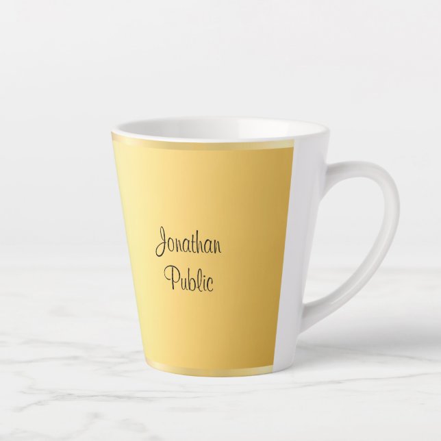 Gold Look Modern Typography Script Template Cool Latte Mug (Right)