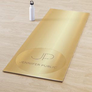 Gold Look Monogram Fitness Personalised Template Yoga Mat