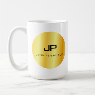 Gold Look Monogram Personalised Template Elegant Coffee Mug