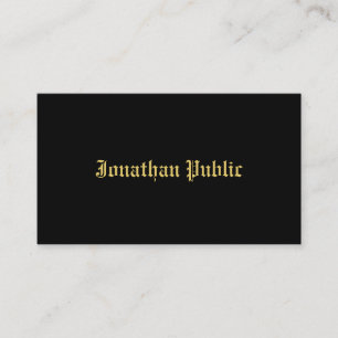 Gold Look Old Style Font Elegant Black Business Card