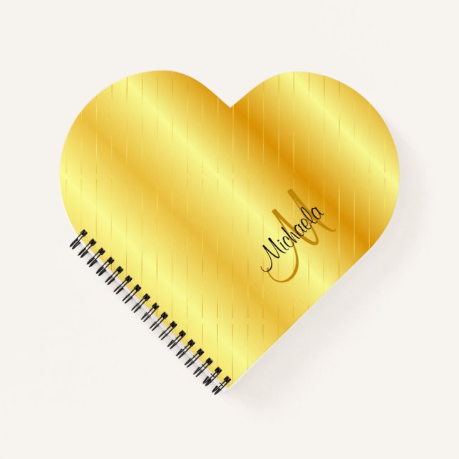 Gold Look Personalised Monogram Elegant Template Notebook (Front)