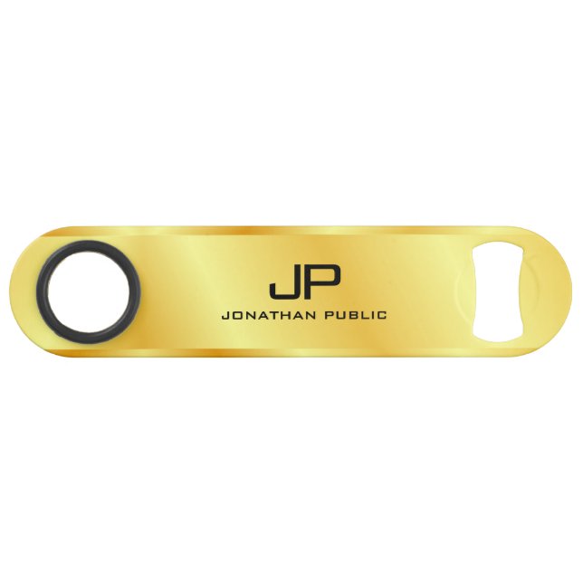 Gold Look QR Code Business Logo Monogram Custom (Front (Horizontal))