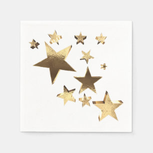 Gold Look Stars Pattern Elegant Christmas Party Napkin