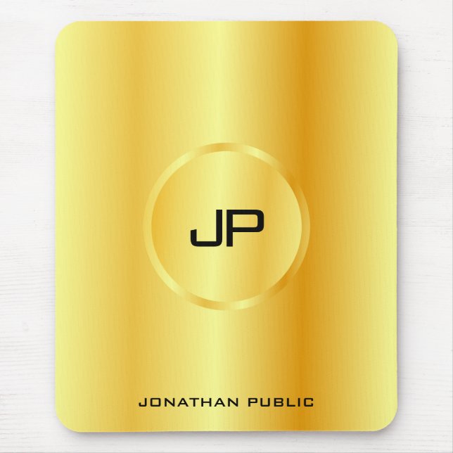 Gold Look Template Modern Elegant Monogram Mouse Mat (Front)