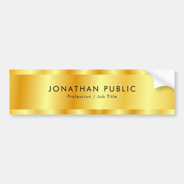 Gold Look Template Modern Glamourous Elegant Bumper Sticker (Front)