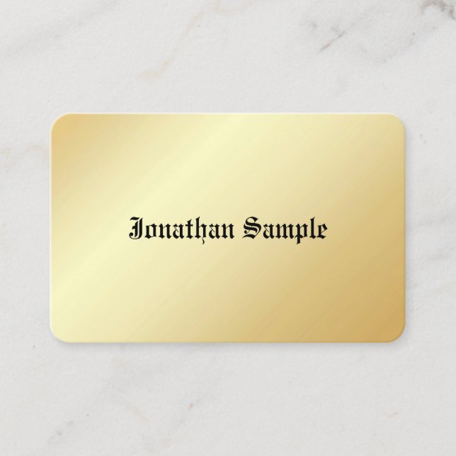Gold Look Template Old Text Glamourous Personalise Business Card (Front)