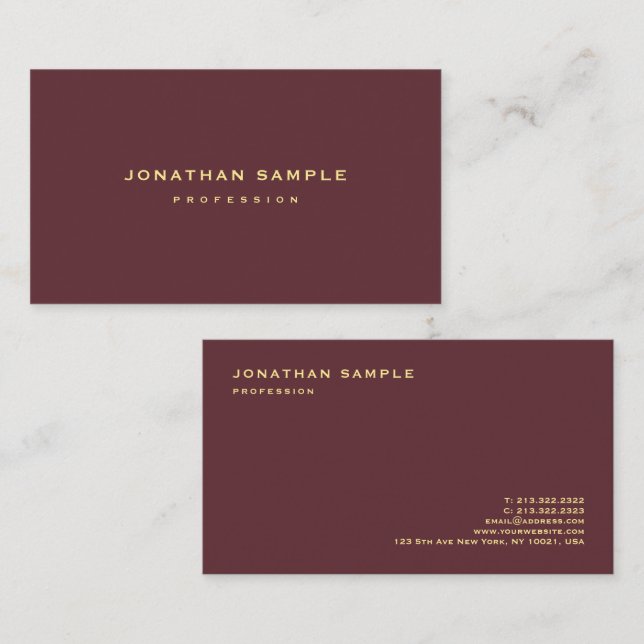 Gold Look Text Elegant Minimalist Design Luxury Business Card (Front/Back)