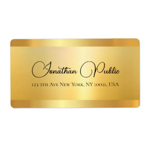 Gold Look Typography Hand Script Shipping Address