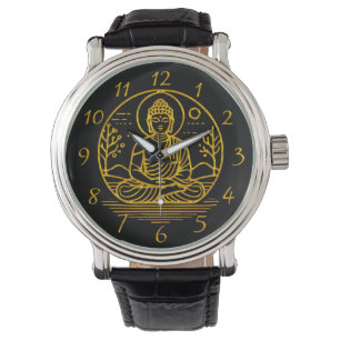 Gold Looking Buddha Seated in Serene Meditation Watch
