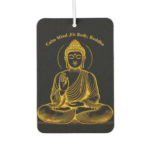 Gold Looking Buddha Statue Radiating Tranquillity Car Air Freshener
