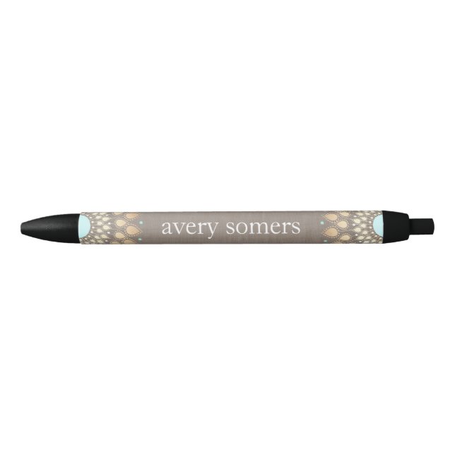 Gold Lotus Black Ink Pen (Front)
