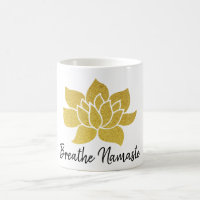 *~* Gold Lotus Breathe Namaste Golden Lotus White