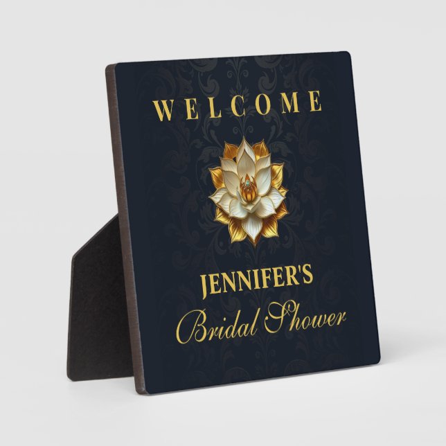 Gold Lotus Bridal Shower Table Welcome Plaque (Front)