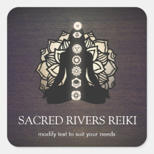 Gold Lotus  Chakra Reiki Master and Yoga Teacher Square Sticker