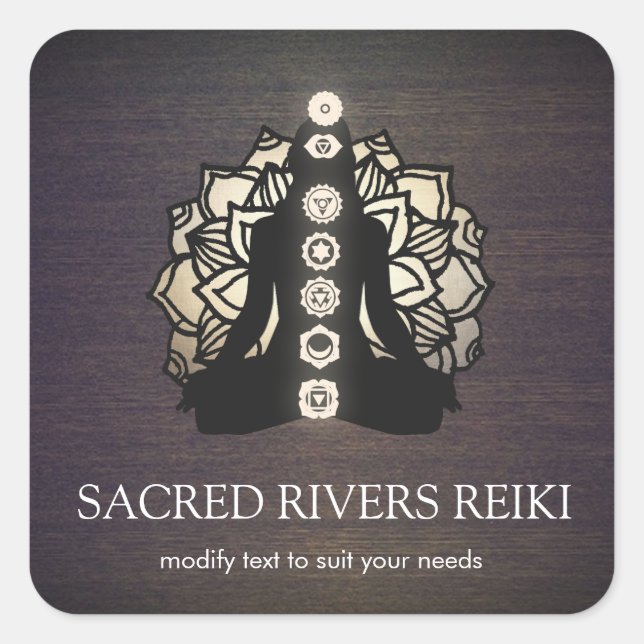 Gold Lotus  Chakra Reiki Master and Yoga Teacher Square Sticker (Front)