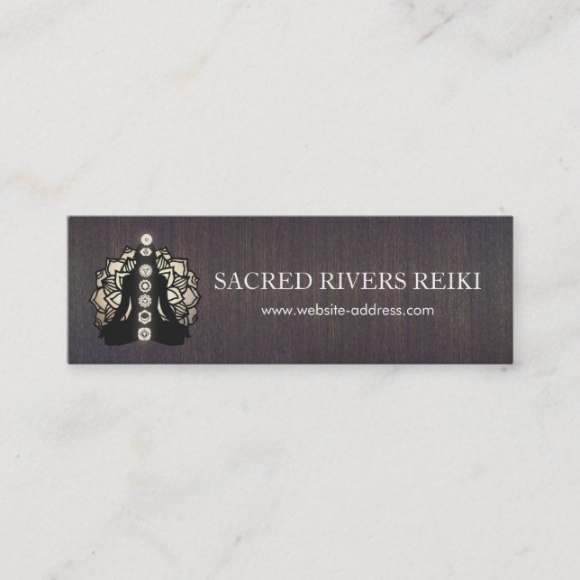 Gold Lotus  Chakras Energy Healer and Yoga Mini Business Card (Front)