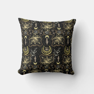 Gold Lotus: Crescent Vintage Elegance. Cushion