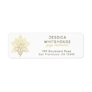 Gold Lotus Flower Elegant Return Address  