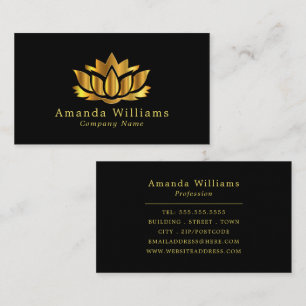 Gold Lotus Flower, Floral Business Card
