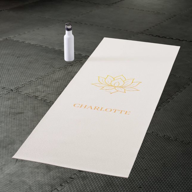 Gold lotus flower name ivory yoga mat (Creator Uploaded)