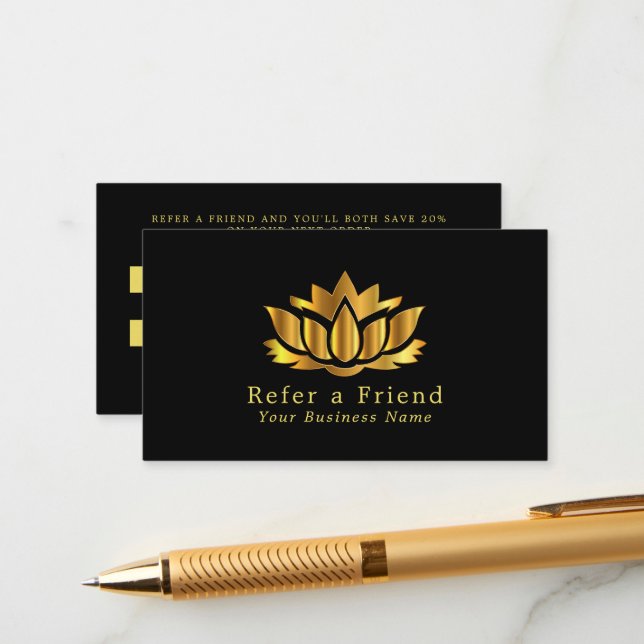Gold Lotus Flower Referral Card (Front/Back In Situ)