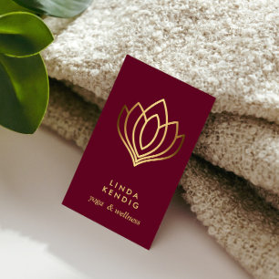 Gold Lotus flower   Ruby   wellness  massage yoga Business Card