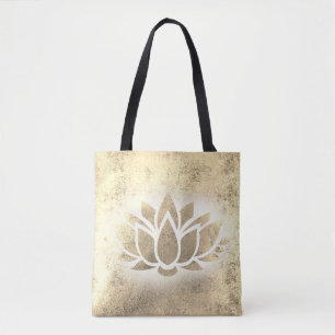 gold lotus flower tote bag