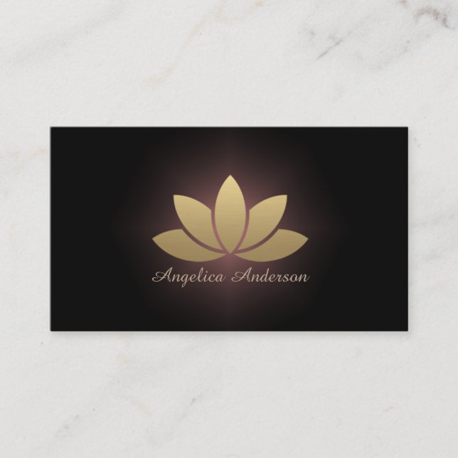 Gold Lotus Flower Yoga Instructor Business Card (Front)