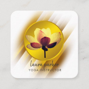 Gold Lotus Flower Yoga Instructor Watercolor Art Square Business Card