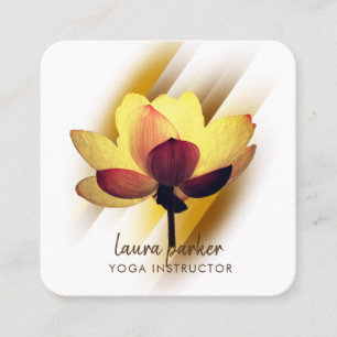 Gold Lotus Flower Yoga Instructor Watercolor Art Square Business Card
