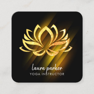 Gold  Lotus Flower Yoga Instructor Zen Art Fire Square Business Card