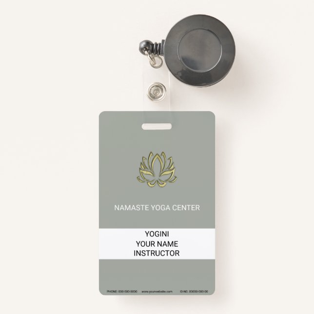 Gold Lotus ID Badge (Front with Retractable)